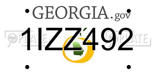 1IZZ492 Georgia License Plate