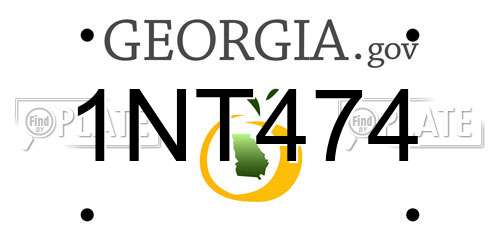 1NT474 Georgia License Plate
