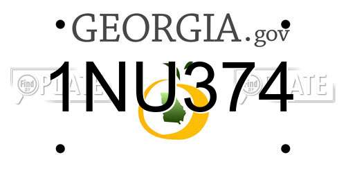 1NU374 Georgia License Plate