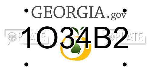 1O34B2 Georgia License Plate
