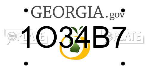 1O34B7 Georgia License Plate