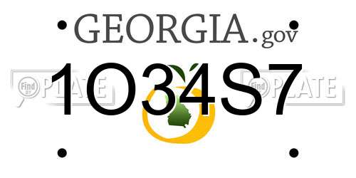 1O34S7 Georgia License Plate