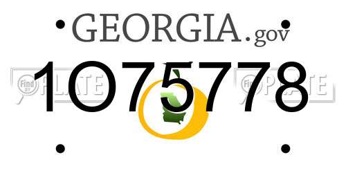 1O75778 Georgia License Plate