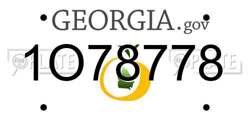 1O78778 Georgia License Plate