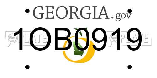 1OB0919 Georgia License Plate