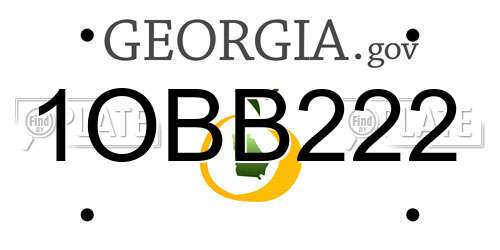 1OBB222 Georgia License Plate