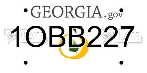 1OBB227 Georgia License Plate