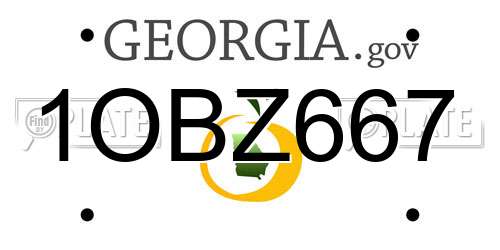 1OBZ667 Georgia License Plate