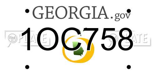 1OC758 Georgia License Plate