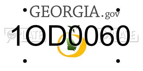 1OD0060 Georgia License Plate