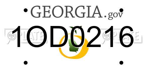 1OD0216 Georgia License Plate