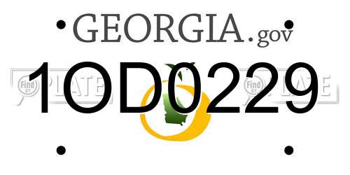 1OD0229 Georgia License Plate