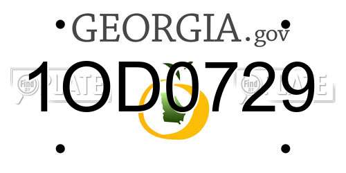 1OD0729 Georgia License Plate