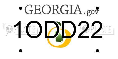 1ODD22 Georgia License Plate