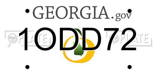 1ODD72 Georgia License Plate