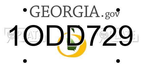 1ODD729 Georgia License Plate