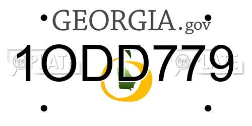 1ODD779 Georgia License Plate