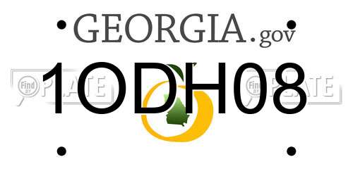 1ODH08 Georgia License Plate