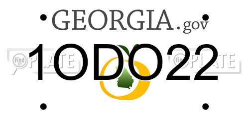 1ODO22 Georgia License Plate