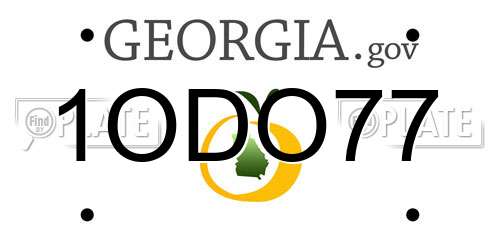 1ODO77 Georgia License Plate