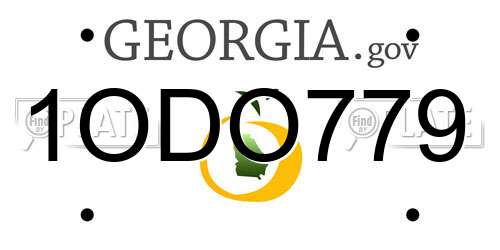 1ODO779 Georgia License Plate