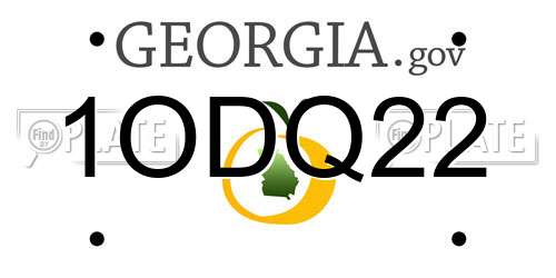 1ODQ22 Georgia License Plate