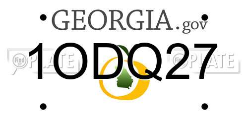 1ODQ27 Georgia License Plate