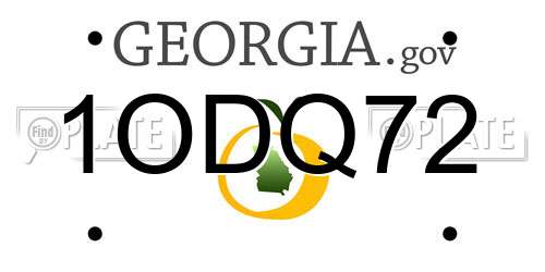1ODQ72 Georgia License Plate