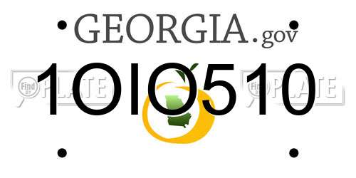 1OIO510 Georgia License Plate