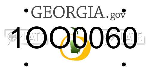 1OO0060 Georgia License Plate
