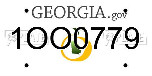 1OO0779 Georgia License Plate
