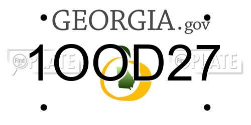 1OOD27 Georgia License Plate