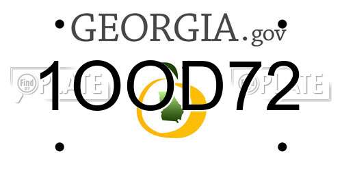 1OOD72 Georgia License Plate