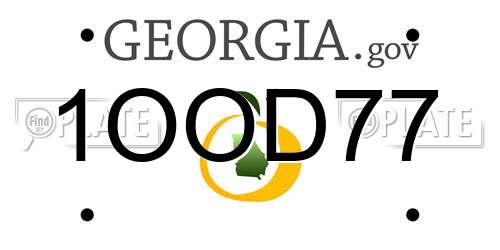 1OOD77 Georgia License Plate