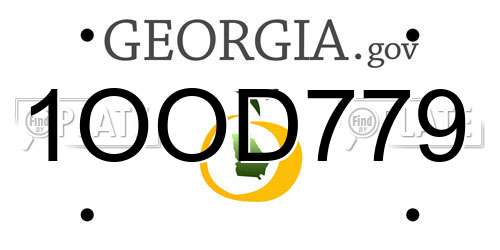 1OOD779 Georgia License Plate