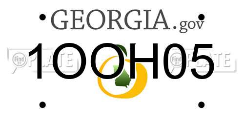 1OOH05 Georgia License Plate