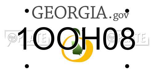 1OOH08 Georgia License Plate