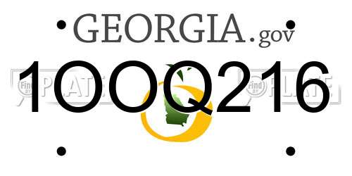 1OOQ216 Georgia License Plate