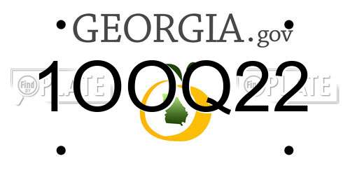 1OOQ22 Georgia License Plate
