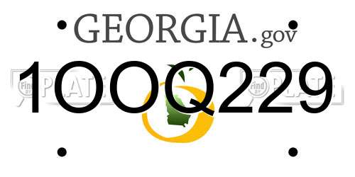 1OOQ229 Georgia License Plate
