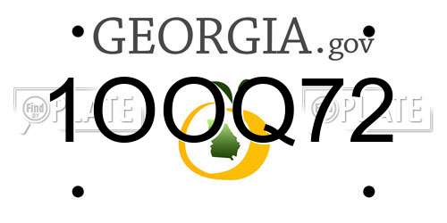 1OOQ72 Georgia License Plate