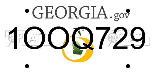 1OOQ729 Georgia License Plate