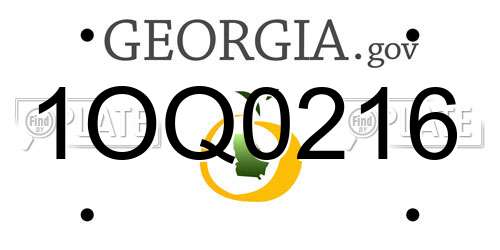 1OQ0216 Georgia License Plate