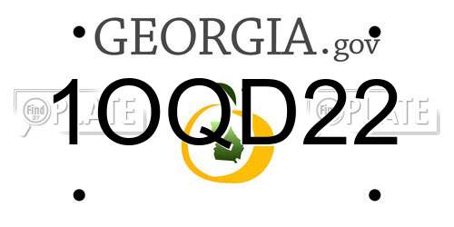 1OQD22 Georgia License Plate