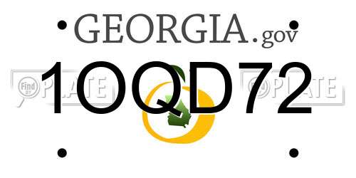 1OQD72 Georgia License Plate