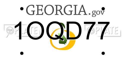 1OQD77 Georgia License Plate