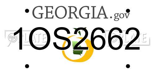 1OS2662 Georgia License Plate