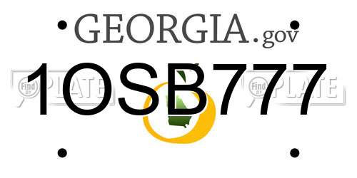 1OSB777 Georgia License Plate