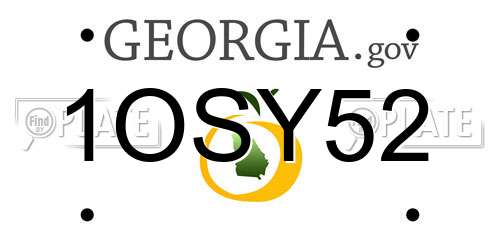 1OSY52 Georgia License Plate