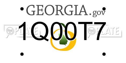 1Q00T7 Georgia License Plate